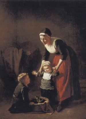 Playing with Kittens by Catherine Bisschop-Swift Oil Painting