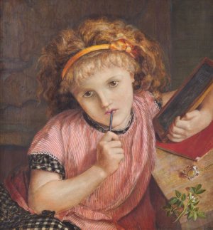 A Deep Problem; 9 and 6 make by Catherine Madox Brown Oil Painting