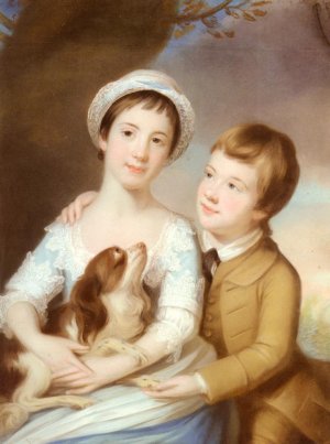 Portrait Of George Henry Fitzroy, Earl Of Euston, Later 4th Duke Of Grafton And Lady Georgina Fitzroy Oil painting by Catherine Read