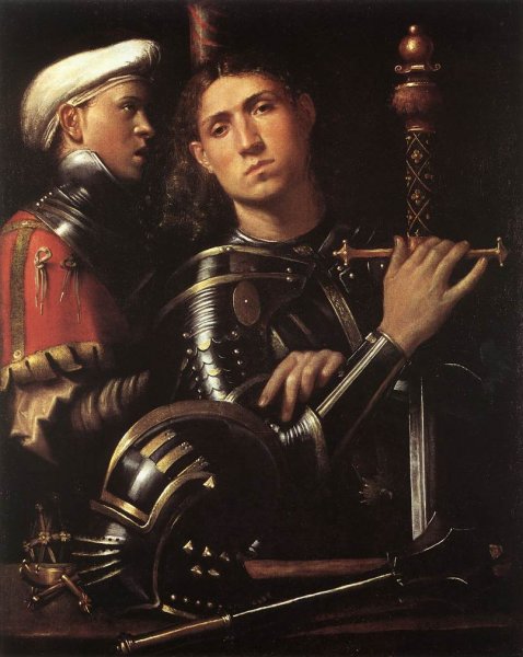 Main Product Photo of Warrior with Equerry Painting by Cavazzola