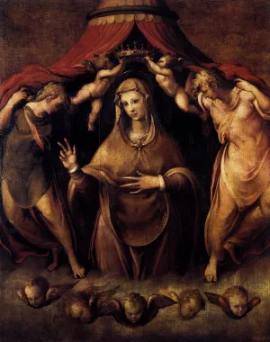 Coronation of the Virgin with Angels painting by Cecchino Del Salviati