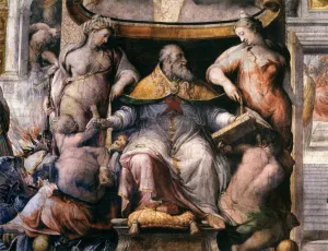 History of Paul III Detail by Cecchino Del Salviati Oil Painting
