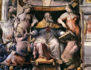 History of Paul III Detail Oil painting by Cecchino Del Salviati