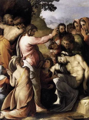 Raising of Lazarus by Cecchino Del Salviati Oil Painting
