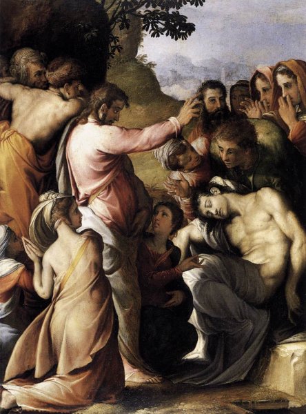 Raising of Lazarus by Cecchino Del Salviati - Hand-Painted Oil Painting Reproduction