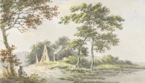 Landschap met rustende wandelaar Oil painting by Cecilia Barbiers