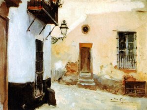 A corner of Granada by Cecilio Pla y Gallardo Oil Painting