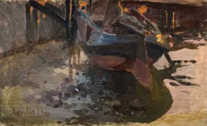 Barco Oil painting by Cecilio Pla y Gallardo