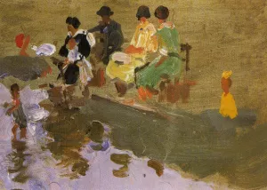 Escena en la Playa by Cecilio Pla y Gallardo Oil Painting