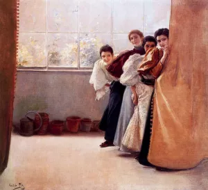 Escondidas by Cecilio Pla y Gallardo Oil Painting