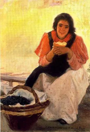 Muchacha Comiendo by Cecilio Pla y Gallardo Oil Painting