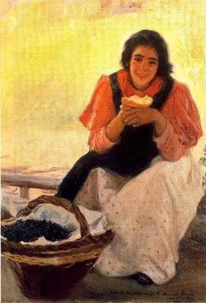 Muchacha Comiendo Oil painting by Cecilio Pla y Gallardo