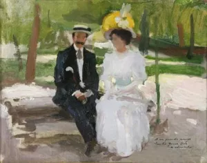 Pareja en el Parque by Cecilio Pla y Gallardo - Oil Painting Reproduction