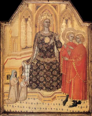 St Catherine Enthroned with Two Saints and Two Donors by Cenni Di Francesco Di Ser Cenni - Oil Painting Reproduction