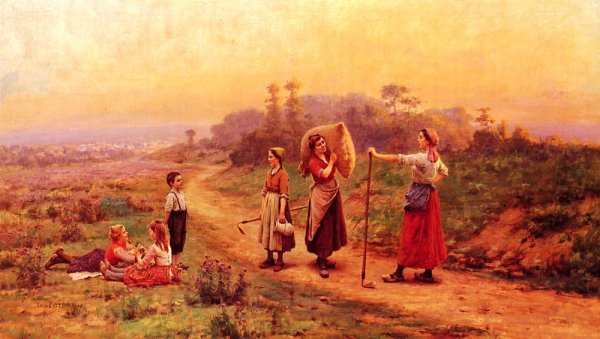Main Product Photo of A Meeting on a Country Path Painting by Cesar Pattein