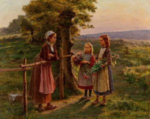 Talking over the fence by Cesar Pattein Oil Painting