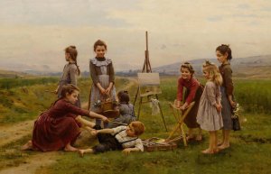 The Young Artists by Cesar Pattein Oil Painting