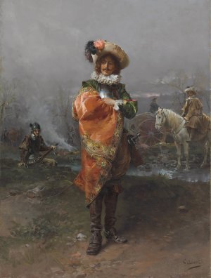 A Gentleman in a Cloak by Cesare Auguste Detti Oil Painting