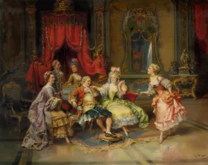 Louis XV In the Throne Room by Cesare-Auguste Detti Oil Painting