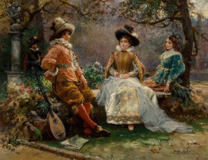 Music in the Garden by Cesare Auguste Detti Oil Painting