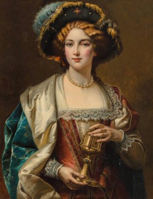 Portrait of a noblewoman by Cesare Auguste Detti Oil Painting