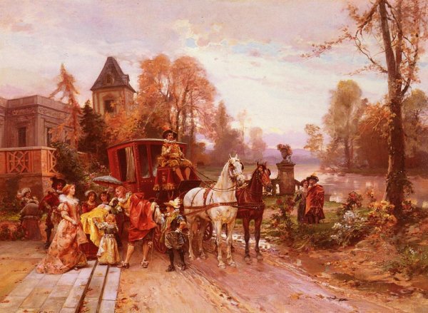 Main Product Photo of The Arrival of the Baby Painting by Cesare-Auguste Detti