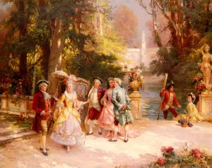 The Castle Garden by Cesare-Auguste Detti - Oil Painting Reproduction