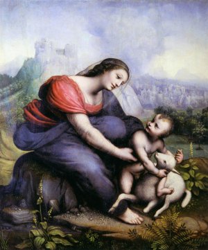 Madonna and Child with the Lamb of God by Cesare Da Sesto Oil Painting