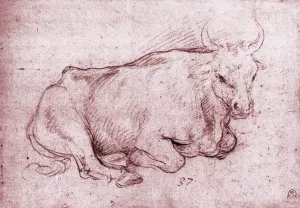 Seated Bull Oil painting by Cesare Da Sesto