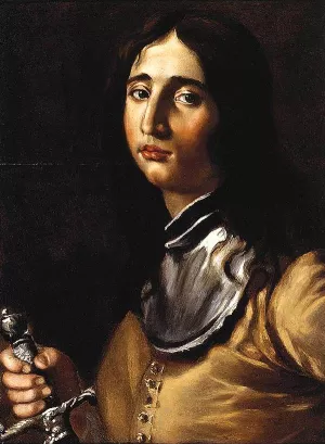 Portrait of a Young Soldier with a Lance painting by Cesare Dandini