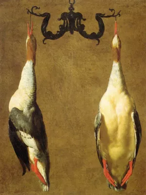 Two Hanged Teals Oil painting by Cesare Dandini