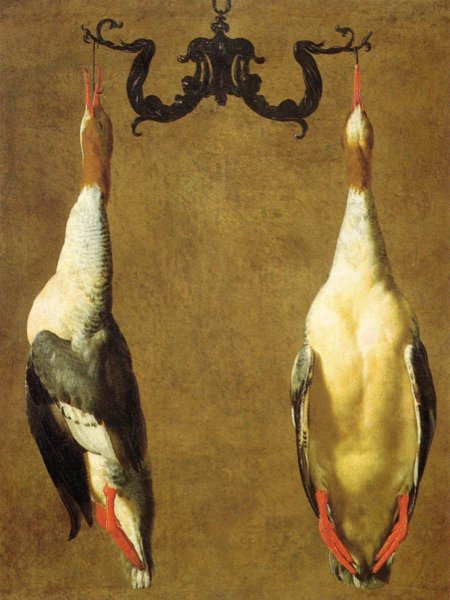 Two Hanged Teals by Cesare Dandini - Hand-Painted Oil Painting Reproduction