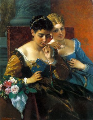 A Shared Moment Oil painting by Cesare Dell'Acqua