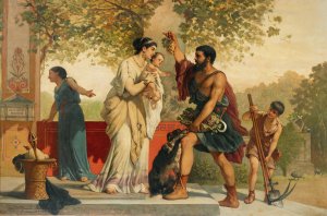 The Grape Harvest in Pompei by Cesare Dell'Acqua Oil Painting