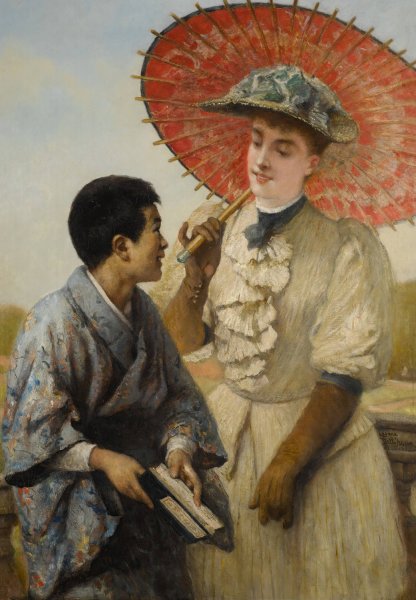 The Japanese Guide by Cesare Dell'Acqua - Hand-Painted Oil Painting Reproduction