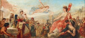 Triest allegory study by Cesare Dell'Acqua Oil Painting