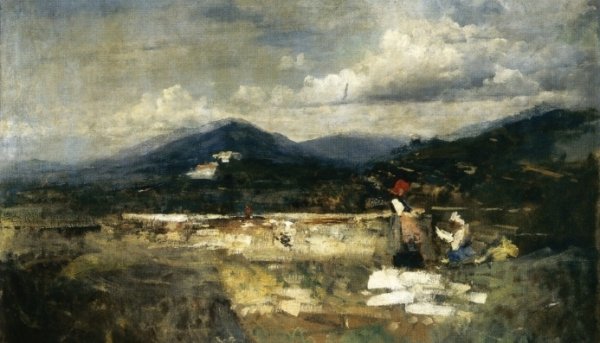 Main Product Photo of Landscape with Figures Painting by Cesare Tallone