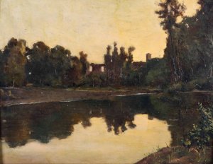 Paesaggio autunnale sull'Orba by Cesare Viazzi Oil Painting