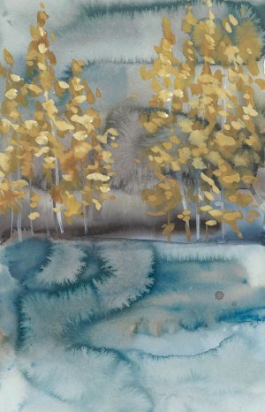 Golden Trees II Oil painting by Chariklia Zarris