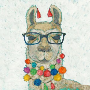 Llama Love with Glasses I by Chariklia Zarris Oil Painting