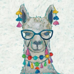 Llama Love with Glasses II by Chariklia Zarris Oil Painting