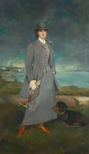 Portrait Of Countess De La Maitrie In equestrian Dress by Charles Albert Walhain Oil Painting