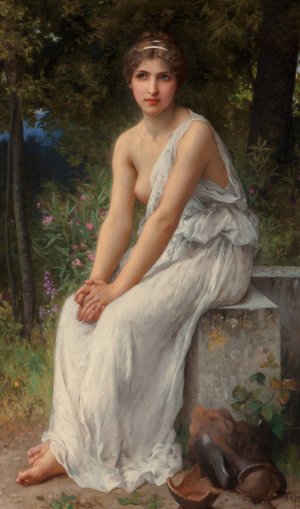 Beauty in a garden by Charles Amable Lenoir Oil Painting