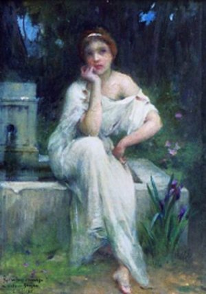 Etude pour Une Meditation by Charles Amable Lenoir Oil Painting