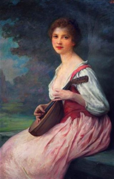 Main Product Photo of La Mandoline Painting by Charles Amable Lenoir