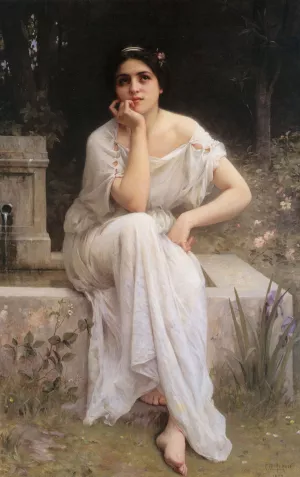 Meditation Oil painting by Charles Amable Lenoir