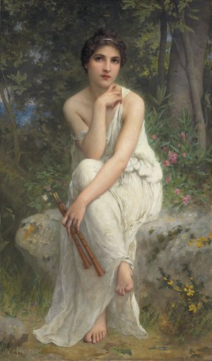 The Flute Player by Charles Amable Lenoir Oil Painting