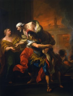 Aeneas Rescuing his Father from the Fire at Troy by Charles-Andre Van Loo Oil Painting