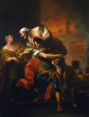 Aeneas Rescuing his Father from the Fire at Troy by Charles-Andre Van Loo Oil Painting