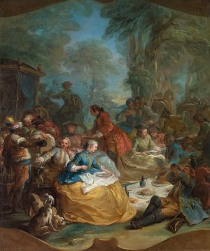 Halt of the Hunt by Charles-Andre Van Loo Oil Painting